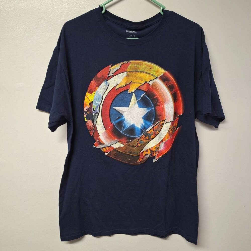 Marvel Captain America Shield Tee Shirt Youth Large Blue‎ Boys Teen